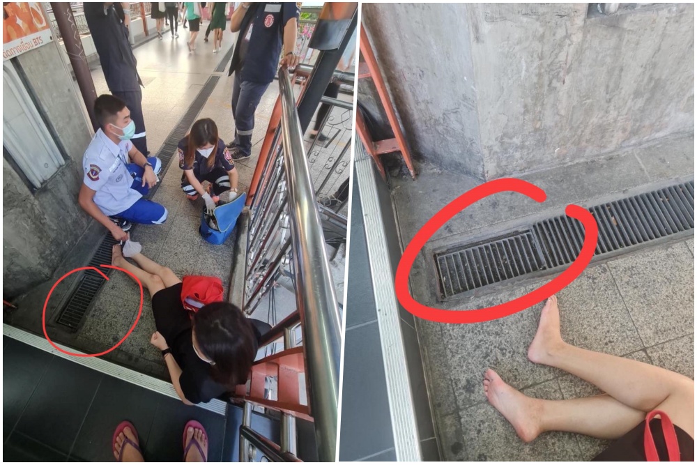 สรุปใครต้องรับผิดชอบ? ชาวเน็ตโวยลั่น น้องสาวตกท่อระบายน้ำบน Sky Walk ขาหัก แจ้ง 3 หน่วยงานแต่ไร้การติดต่อ