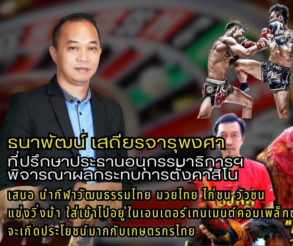 "ธนาพัฒน์" เสนอกีฬาพื้นบ้าน ผนวกมวยไทย-ไก่ชน-วัวชน-แข่งม้า เข้าเอนเตอร์เทนเมนต์คอมเพล็กซ์