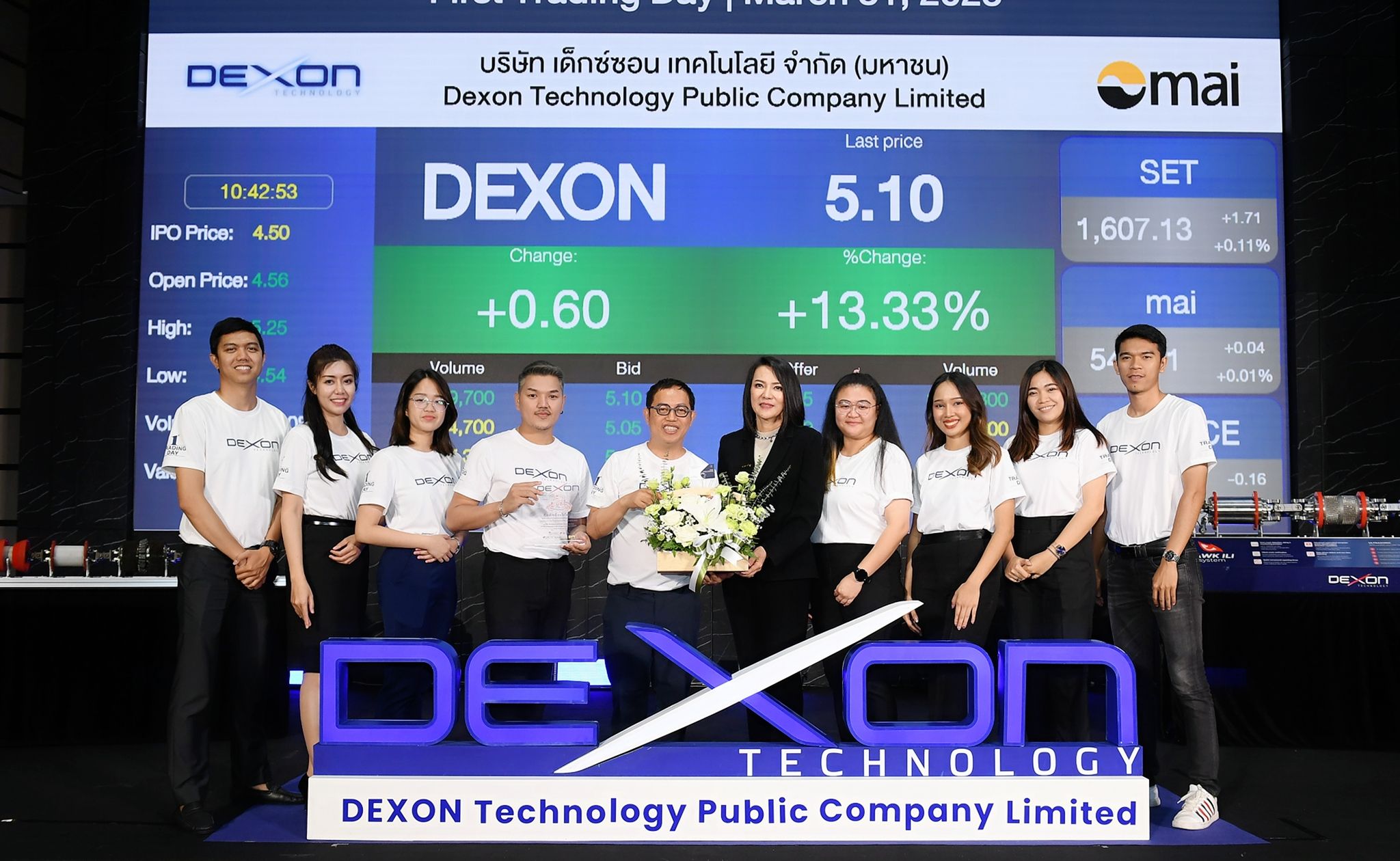  "GRB-TWC" ร่วมยินดี DEXON เข้าเทรดวันแรกในตลาดฯ mai 
