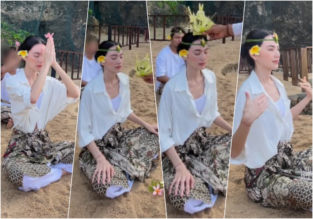 ออร่าจับ! "ใหม่ ดาวิกา" ร่วมพิธีศักดิ์สิทธิ์ ที่เกาะบาหลี 