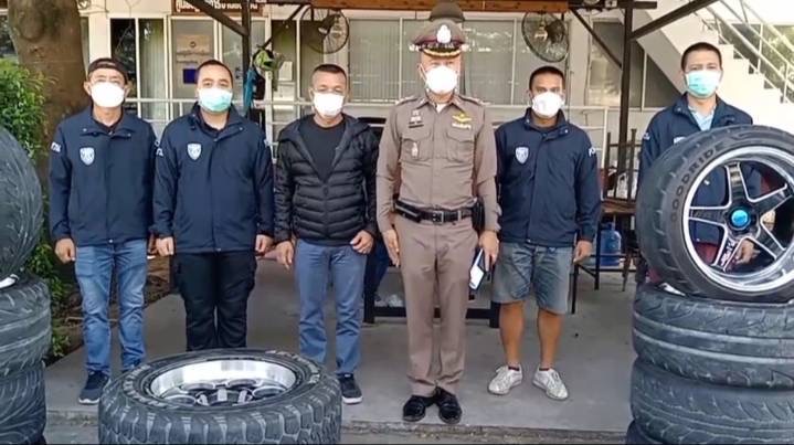 ตร.แหลมฉบัง รวบแล้วโจรตระเวนขโมยล้อแม็ก