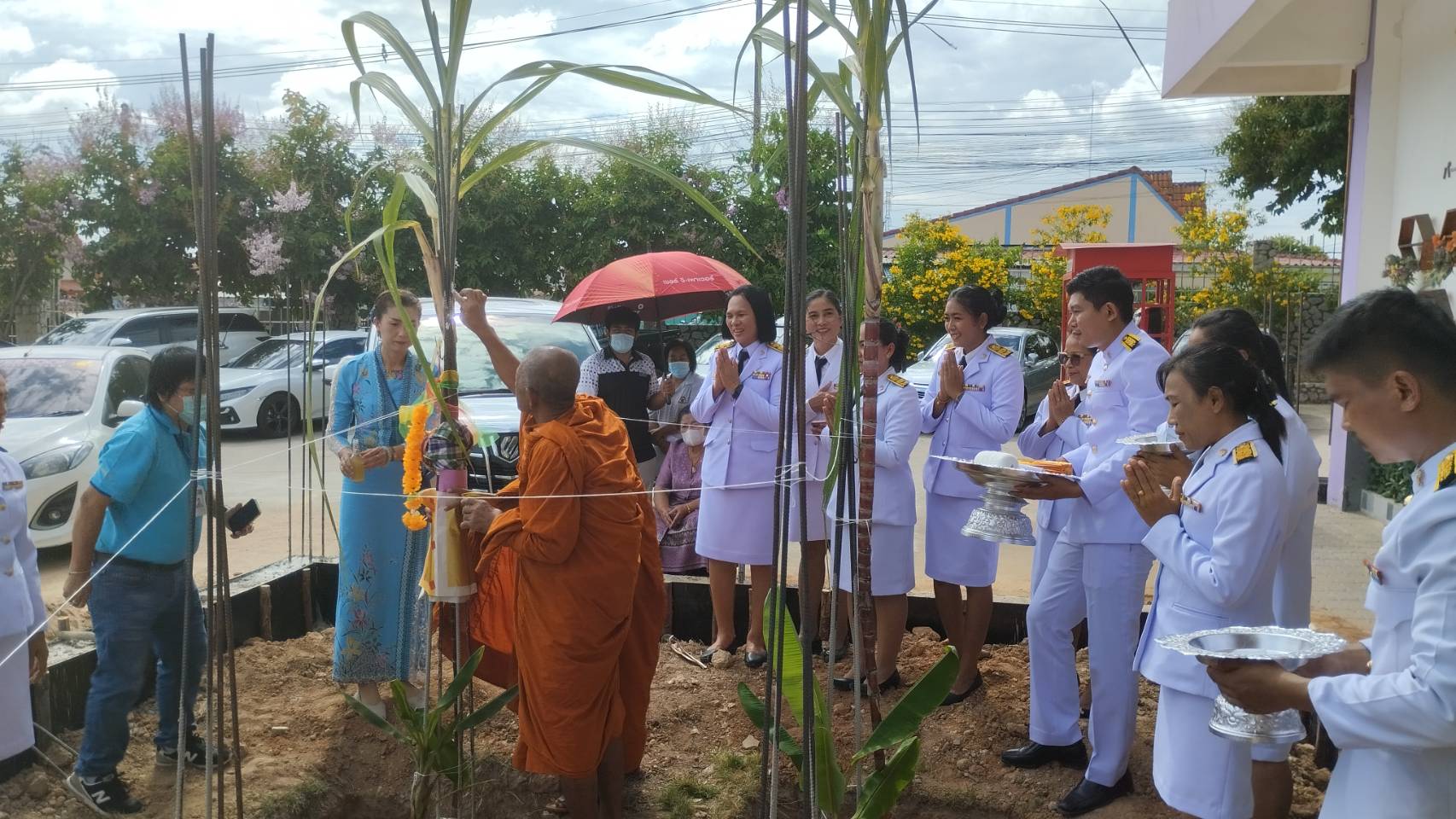 โรงเรียนบ้านบ่อวินวางศิลาฤกษ์การก่อสร้างหอพระเพื่อประดิษฐานพระพุทธรูปประจำโรงเรียน 
