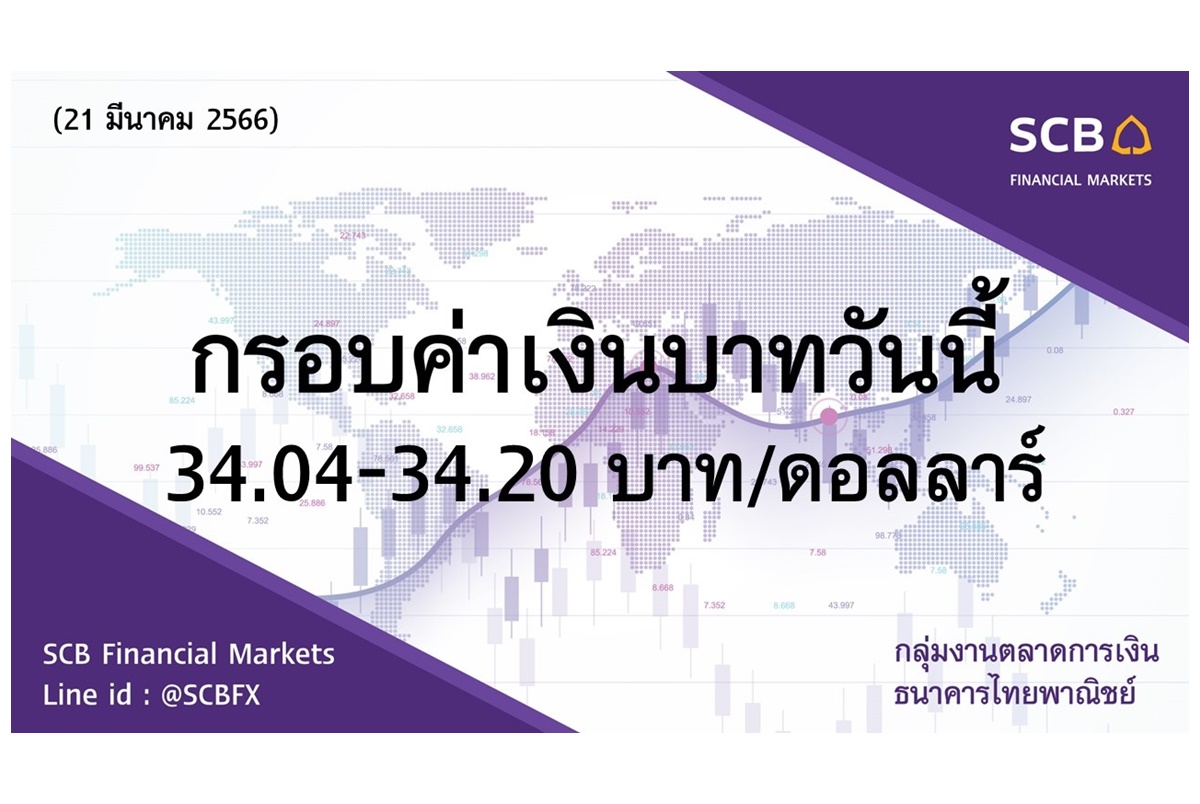 ธนาคารไทยพาณิชย์ประเมินค่าเงินบาทวันนี้เคลื่อนไหวในกรอบ 34.04-34.20 บาท/ดอลลาร์ คาดเฟดคงดอกเบี้ย