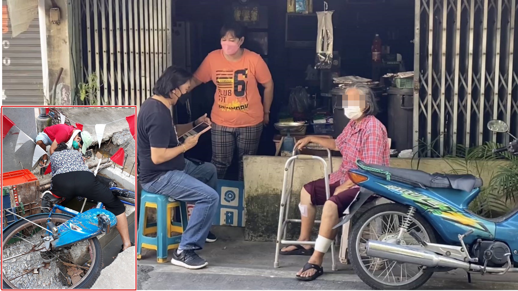   ยายวัย 66 ปีปั่นจยย.ตกท่อเหล็กเสียบขาเรียกค่าเสียหายกว่า 2 แสนบาท