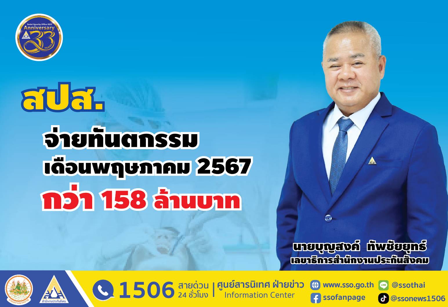 "ประกันสังคม" จ่ายค่าทำฟันกว่า 158 ล้านบาท ผู้ประกันตนใช้บริการเดือน พ.ค.67 ไม่ต้องสำรองจ่าย 2.8 แสนครั้ง 