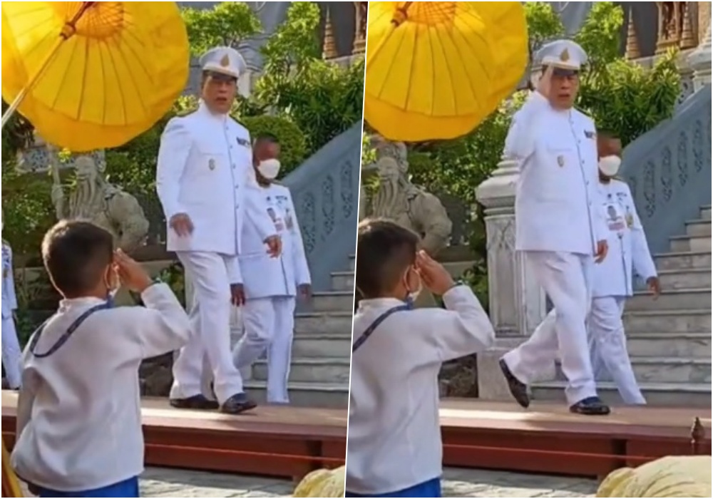 ภาพเเห่งความประทับใจ! เด็กชาย คุกเข่าวันทยาหัตถ์ถวายความเคารพ "ในหลวง" ทรงรับวันทยาหัตถ์