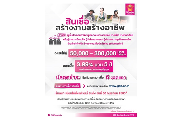 รีบเลย "ออมสิน" เปิดลงทะเบียนสินเชื่อสร้างงานสร้างอาชีพทาง www.gsb.or.th กู้ได้ 5 หมื่น-3 แสนบาท
