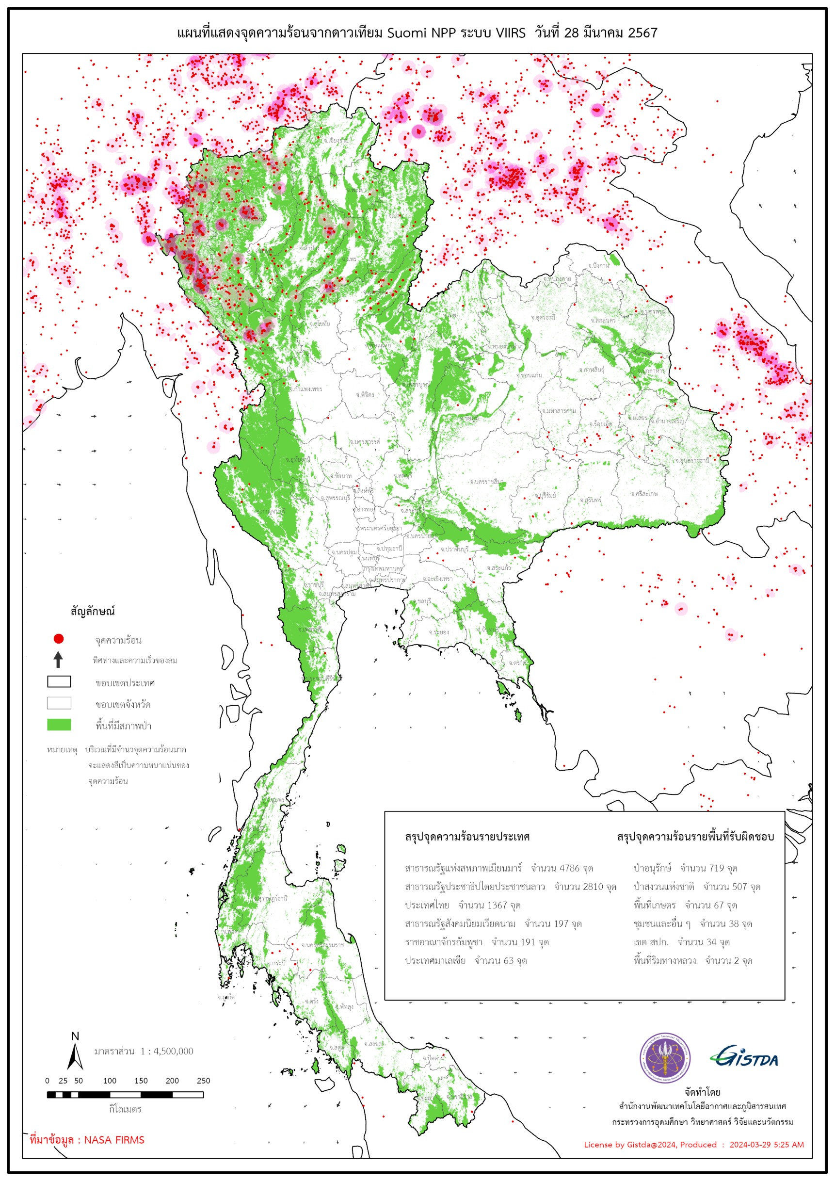 จุดความร้อนไทยวานนี้พุ่ง 1,367 จุด ส่วนเพื่อนบ้านรอบข้างแตะ 8 พันจุด 