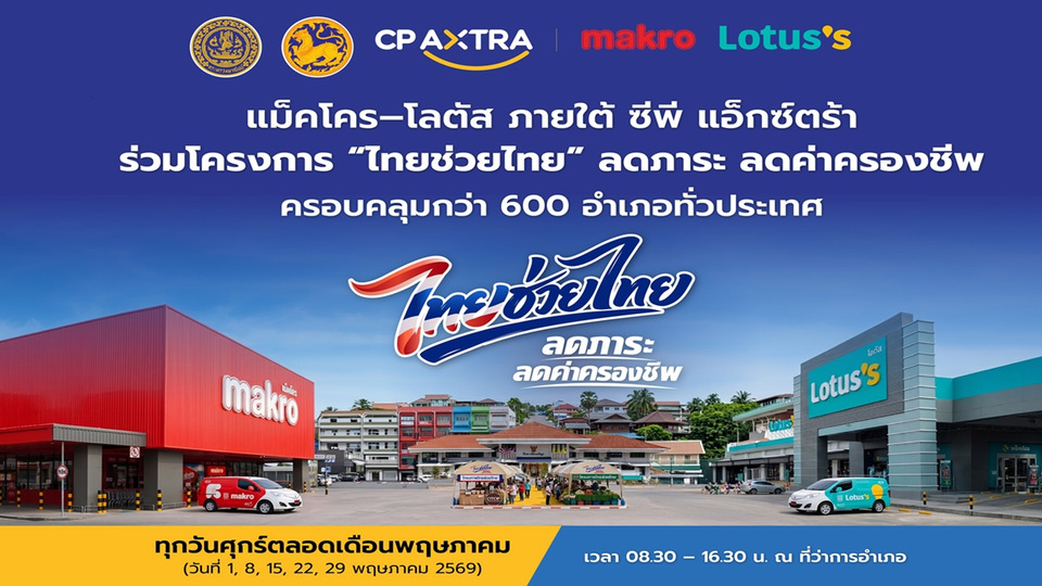 แม็คโคร–โลตัส ผนึก “ไทยช่วยไทย” ลดราคาสินค้าจำเป็น ครอบคลุม 600 อำเภอ