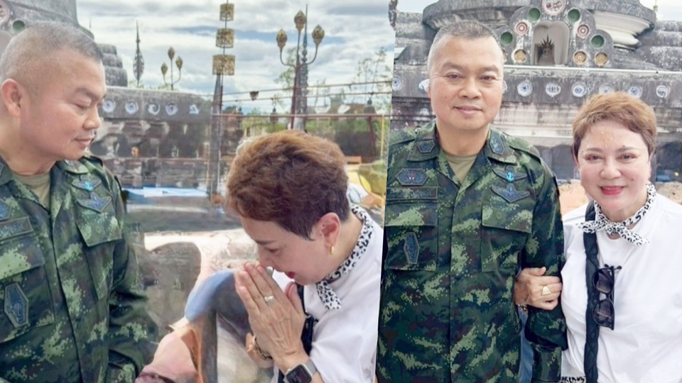 "ตุ๊ก ดวงตา" ลั่นบุญเกิดที!  เจอ "แม่ทัพกุ้ง" หลังห่มผ้าพระมหาธาตุเจดีย์ 