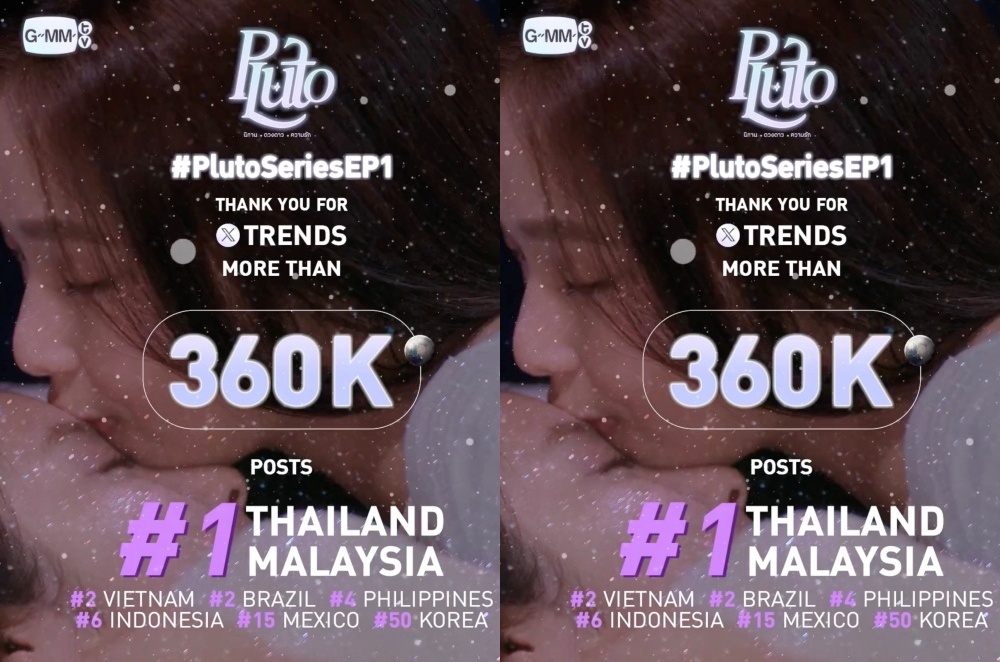 “Pluto นิทาน ดวงดาว ความรัก” ตอนแรกสุดปัง!! “น้ำตาล-ฟิล์ม” เคมีพุ่ง ฟาดอารมณ์ฟิน แรงติดเทรนด์ X “อันดับ 1”