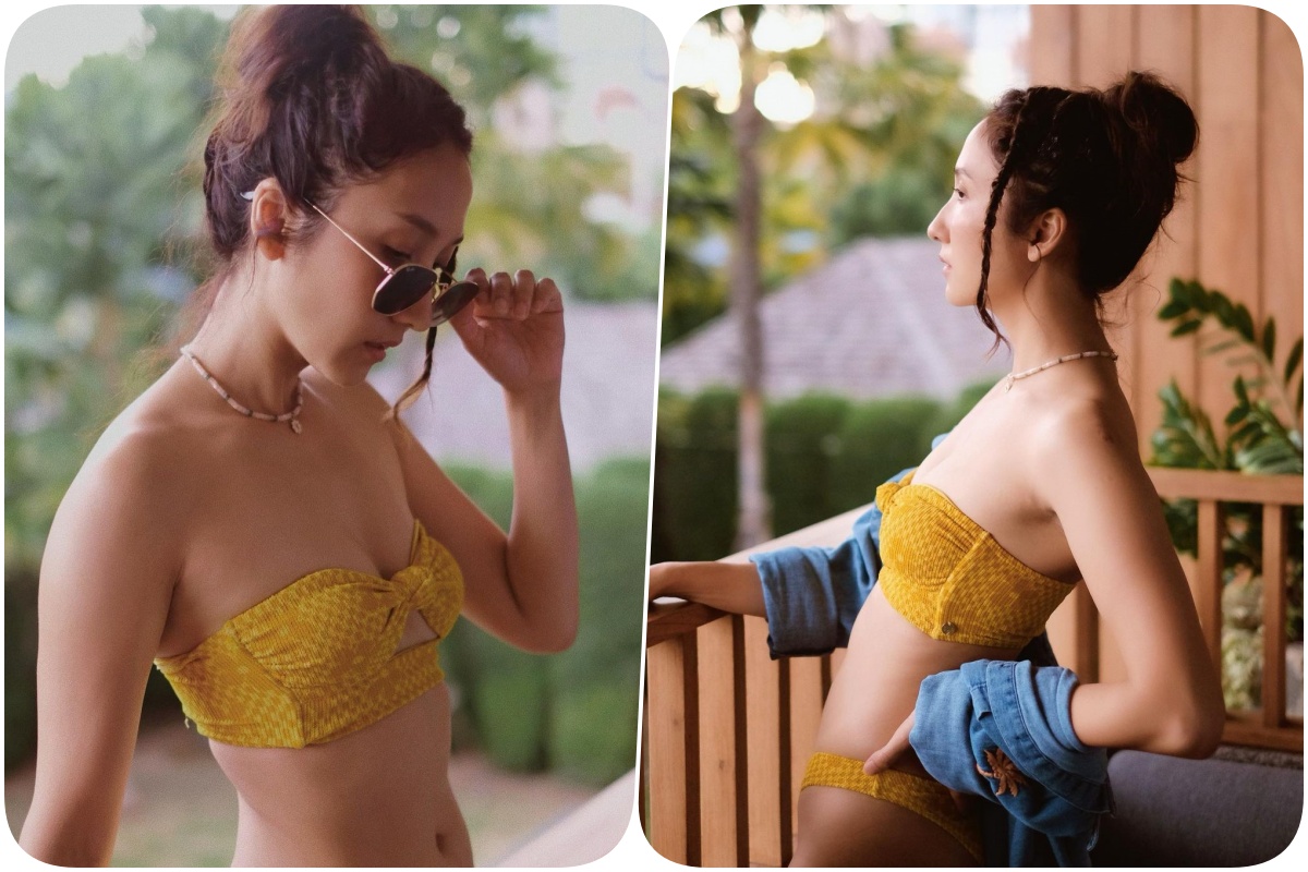 แซ่บซี้ดไม่แพ้ใคร!! "เจี๊ยบ ชมพูนุช" ปล่อยทีเด็ดในชุดบิกินีเกาะอกสีเหลือง