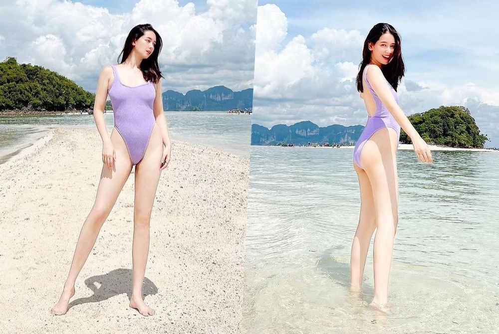 'โม อมีนา' สวมวันพีซเว้าสูงโชว์บั้นท้ายอวดผิวขาวโอโม่