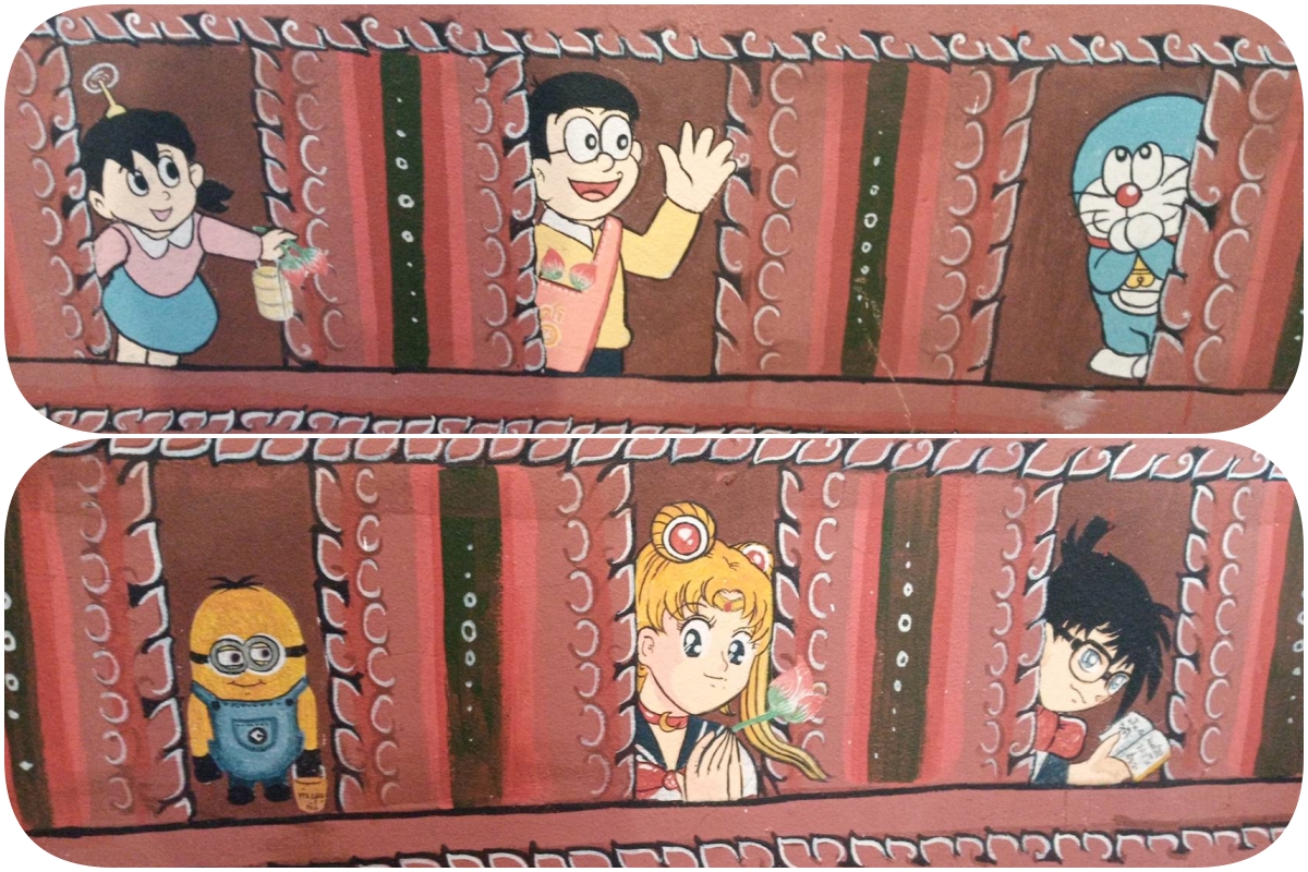ฮือฮา!! ภาพวาด 6 ตัวการ์ตูนยอดฮิต โผล่จิตรกรรมฝาผนังอุโบสถวัดศรีทรงธรรม อุดรธานี 