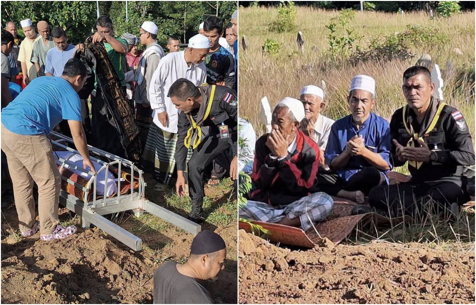 สุดอาลัย! ส่งร่าง "อส.ทพ.ซาการียา เจ๊ะน๊ะ" สู่มาตุภูมิ ประกอบพิธีฝังตามหลักศาสนา หลังพลีชีพเหตุรุนแรงในพื้นที่นราธิวาส