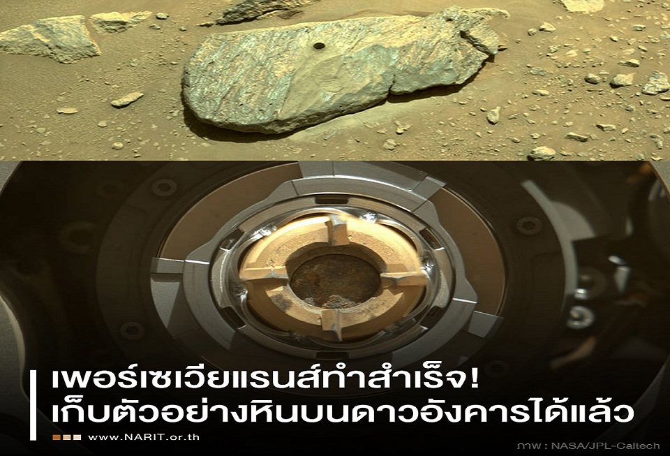 พยายามครั้งที่ 2 สำเร็จ "เพอร์เซเวียแรนส์"     เก็บตัวอย่างหินบนดาวอังคารได้แล้ว