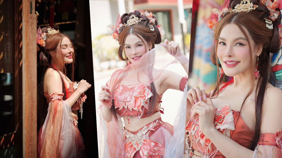 ขาวหมวยสวยสับ! “ปิ๊งปิ๊ง-รภัทร” ออร่าฉ่ำลุคสาวจีน รับตรุษจีนสุดปัง
