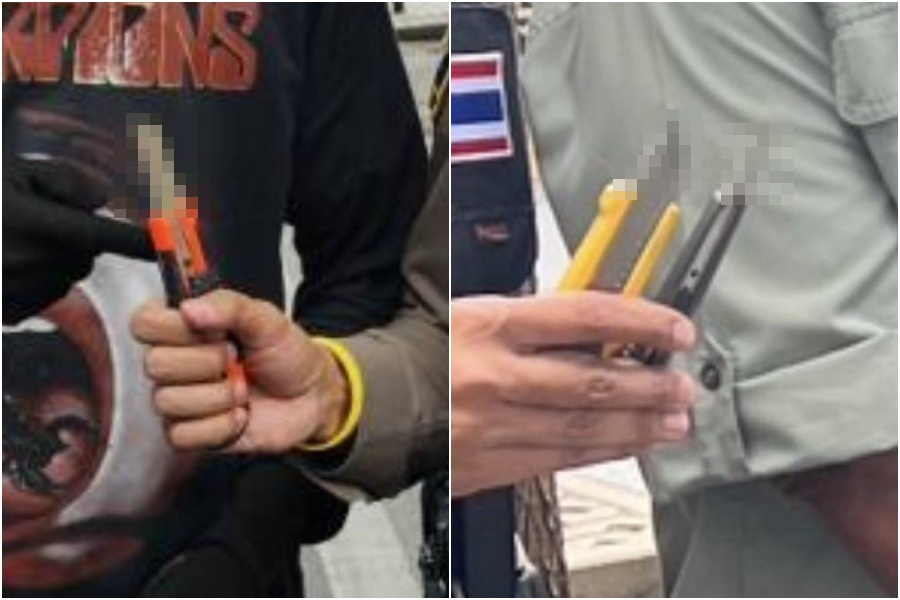รวบกลุ่มไรเดอร์นอกพื้นที่ชุมนุม ยึดอาวุธมีด-คัตเตอร์ พร้อมยึดของกลางดำเนินคดีตามกฎหมาย