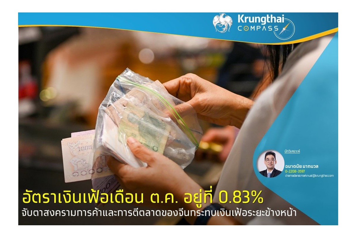 เงินเฟ้อเดือน ต.ค.อยู่ที่ 0.83% จับตาสงครามการค้า-การตีตลาดของจีนกระทบเงินเฟ้อระยะข้างหน้า