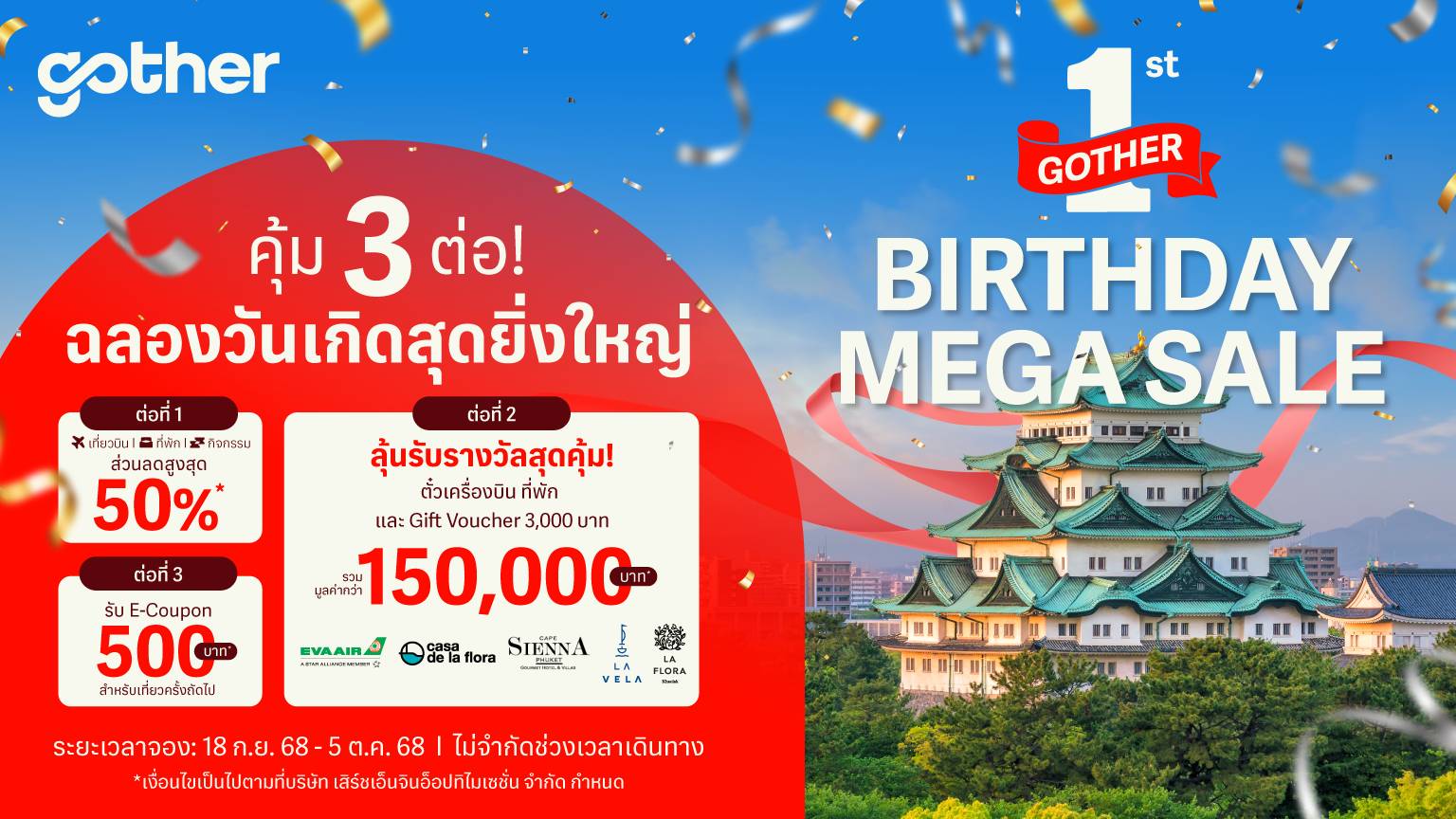โกเธอร์ ฉลองครบ 1 ปี มอบความคุ้ม 3 ต่อ จัดเต็มลดสูงสุด 50% และของรางวัล150,000 บาท