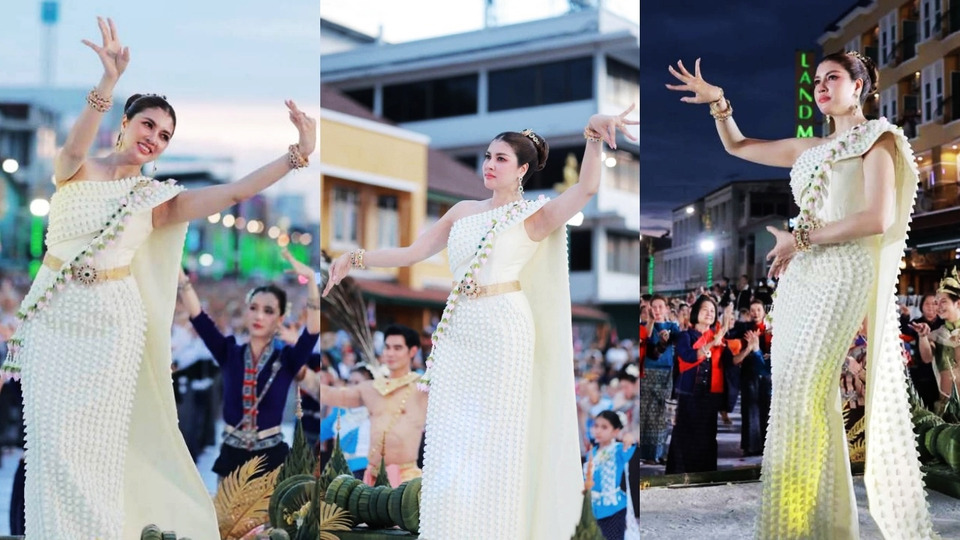 “เพี๊ยซ กนกลดา” งดงามสะกดสายตา รำถวายพญาศรีสัตตนาคราช งาน 7 เดือน 7 นครพนม