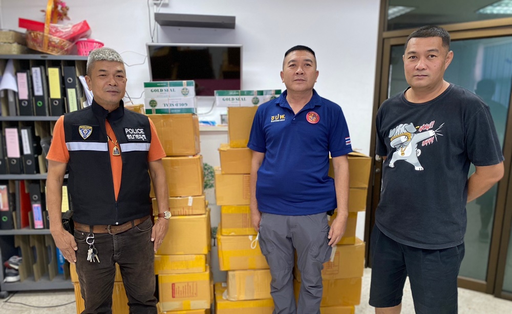ตร.ระยอง ผนึกกำลังชุด ชปพ. ตรวจยึดบุหรี่ต่างประเทศหนีภาษีของกลางเพียบ