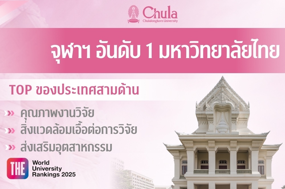 จุฬาฯ ครองอันดับ 1 มหาวิทยาลัยไทย TOP ของประเทศ 3 ด้าน โดย THE WUR 2025