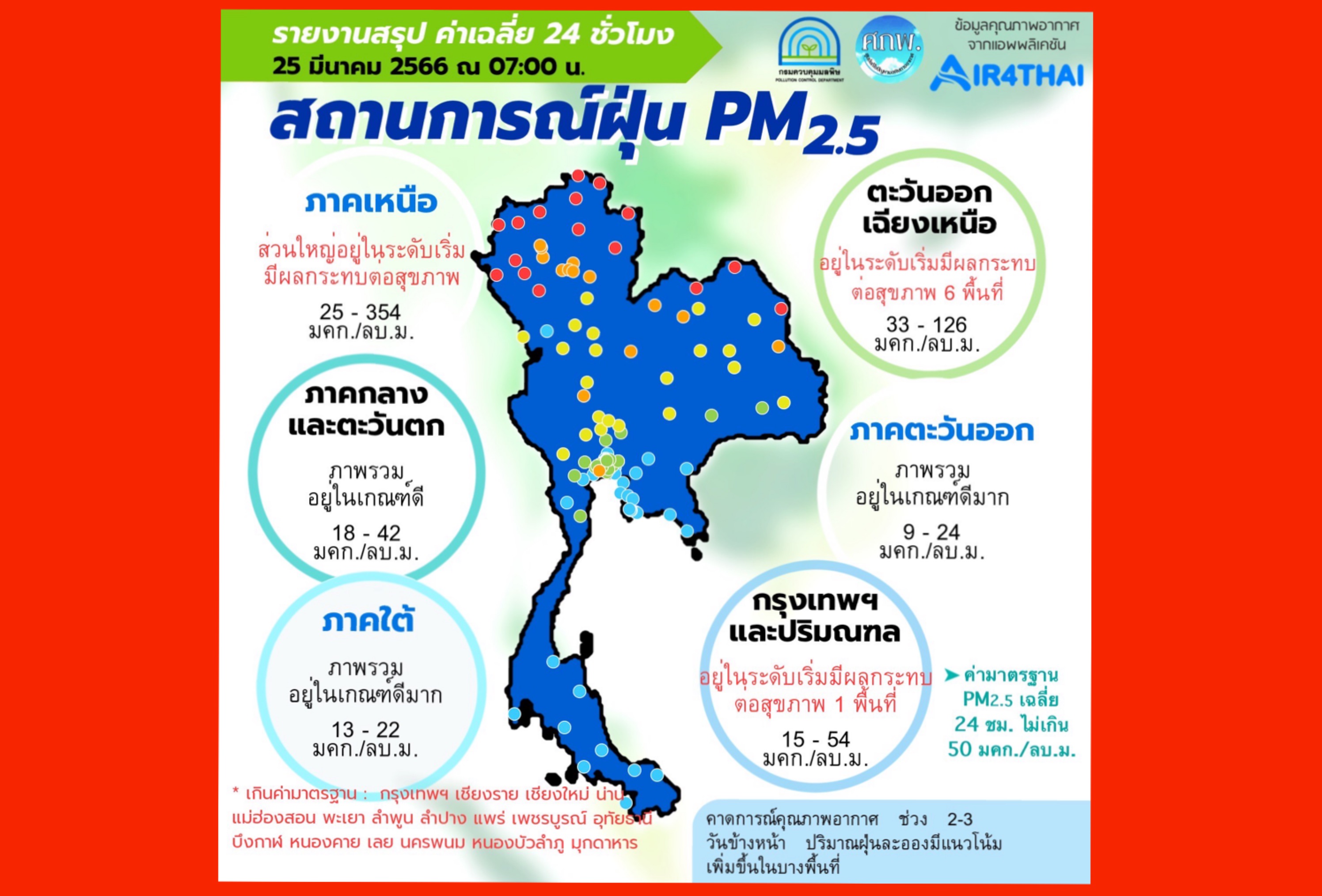 ภาคเหนืออ่วม!! ค่ามลพิษพุ่งสูง 354 มคก./ลบ.ม.  17 จังหวัดยังเกินค่ามาตรฐาน 