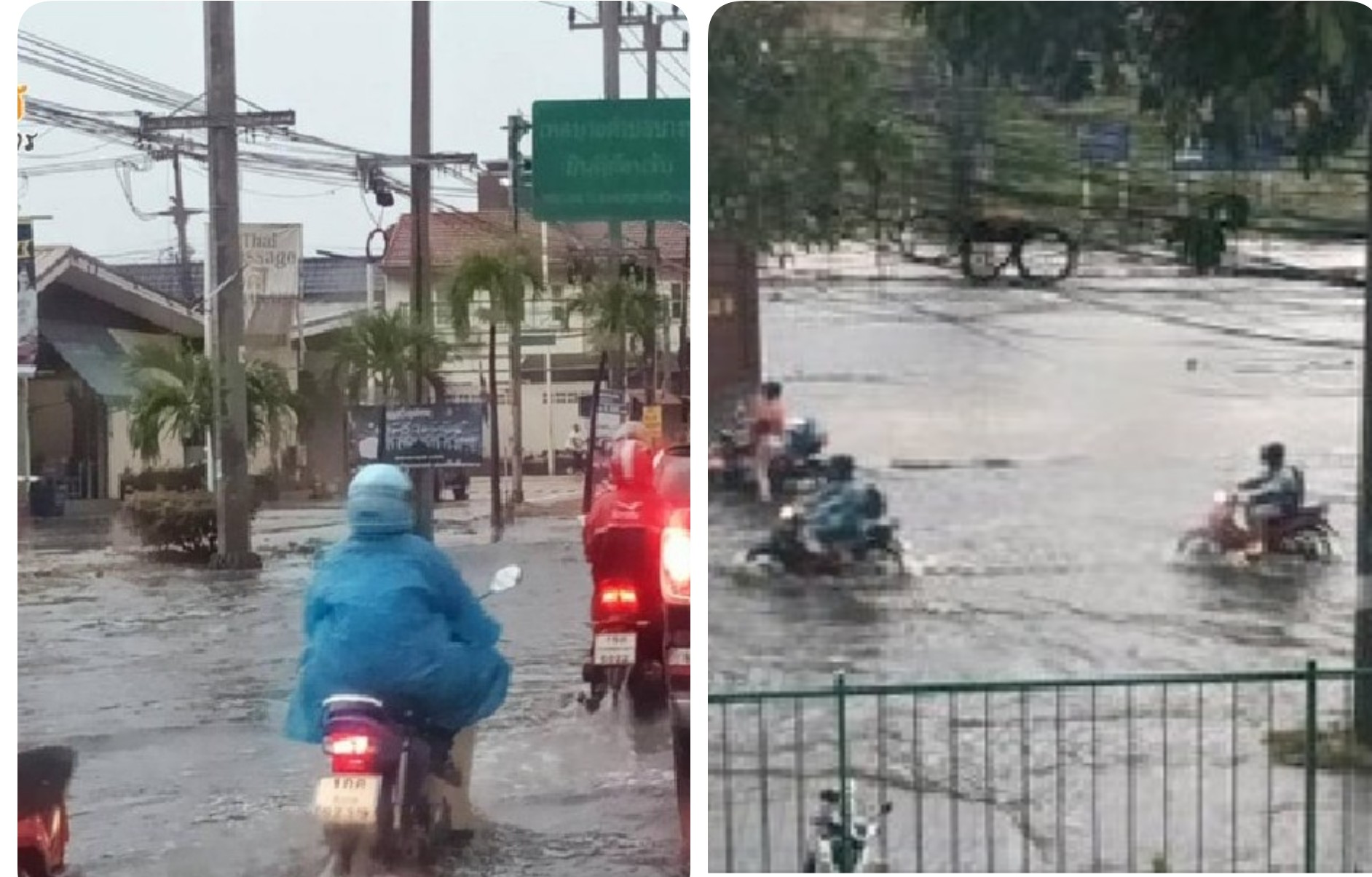 สมุทรปราการอ่วม! ฝนตกน้ำท่วม "บางนา-ศรีนครินทร์" รถติดหนืบ