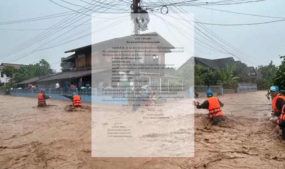 ฝนถล่มภาคเหนือ! อุตุฯ เตือนฝนหนักถึงหนักมาก 20-21 ส.ค. เช็ก 17 จังหวัดเสี่ยงน้ำท่วมฉับพลัน-น้ำป่าไหลหลาก