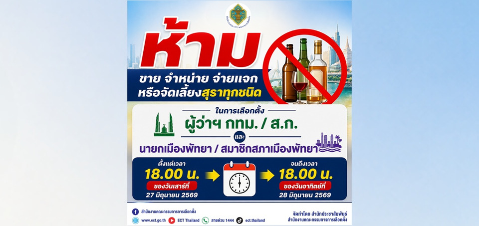 กกต.เตือนงดขายเหล้าช่วงเลือกตั้งผู้ว่าฯ กทม.-นายกฯ พัทยา ฝ่าฝืนเจอทั้งคุกทั้งปรับ