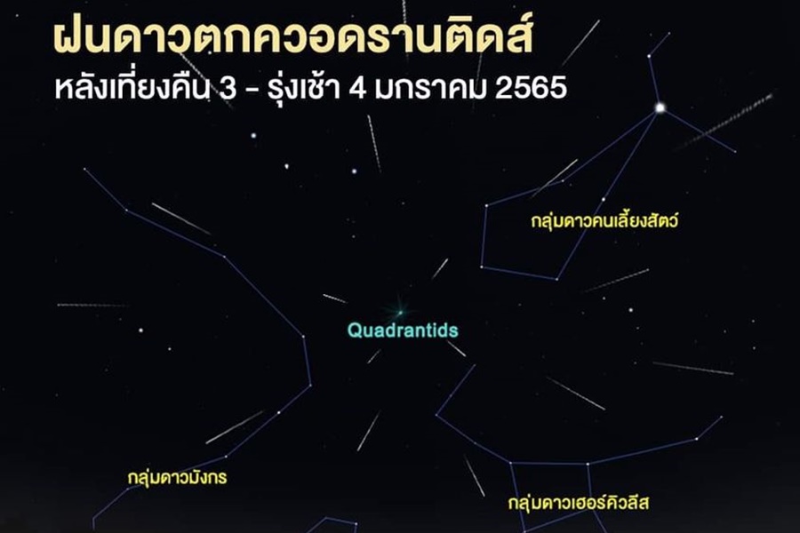 ตี 2 คืนนี้เป็นต้นไป ชวนชม "ฝนดาวตกควอดรานติดส์"         120 ดวง/ชม. เห็นได้ด้วยตาเปล่า