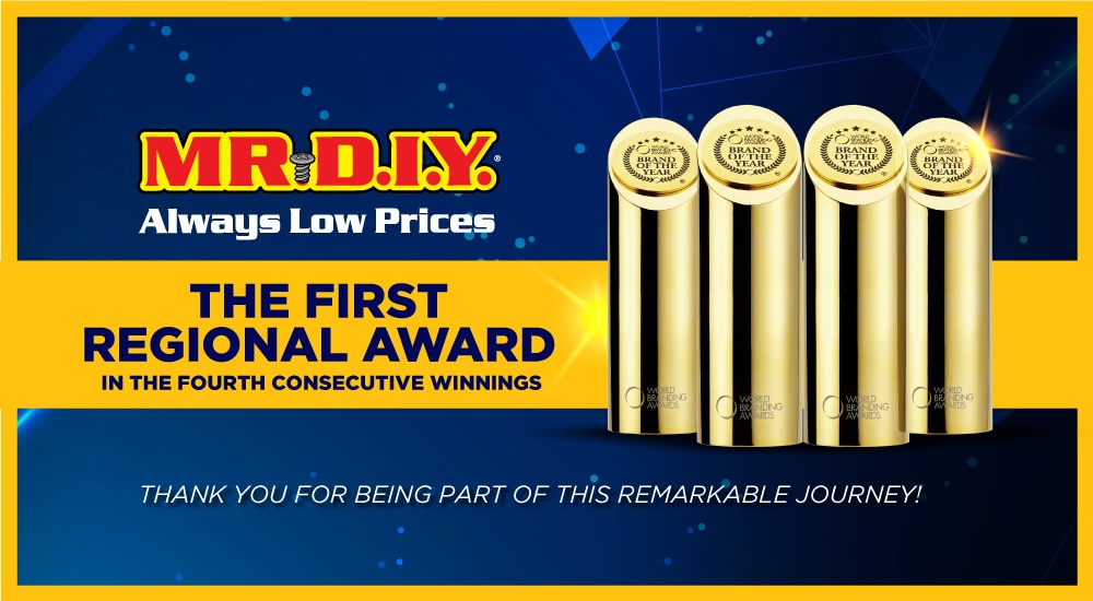 มิสเตอร์. ดี.ไอ.วาย. คว้ารางวัล World branding Awards 4 ปีซ้อนครั้งแรกในระดับภูมิภาค