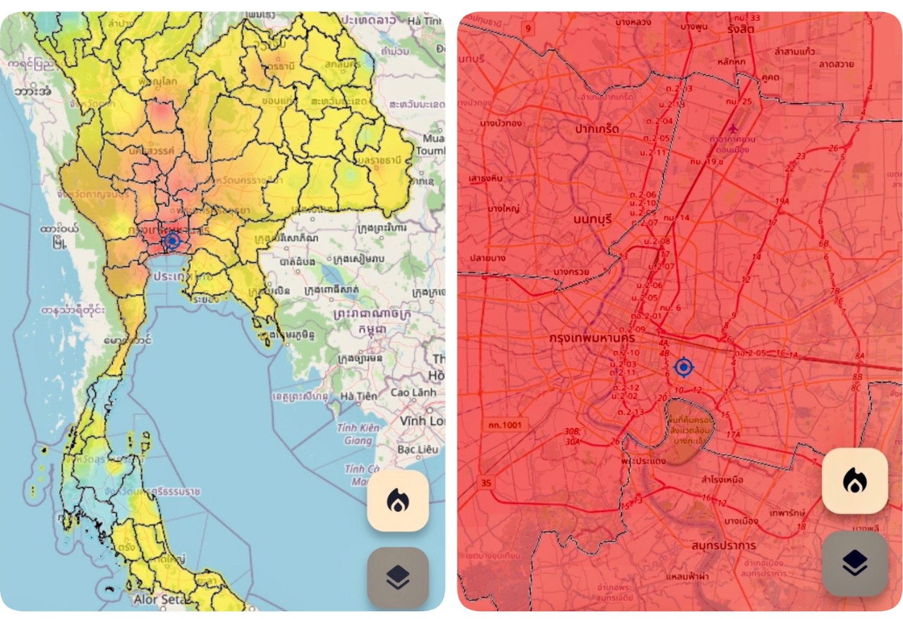 กทม. จม Pm 2.5 แดงเถือกทุกเขต และเกิน 100 ไมโครกรัม กว่า 40 เขต 