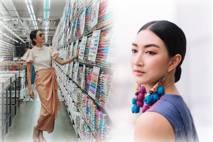 สวยแพงมาก! เมื่อ'แพนเค้ก'ใส่ผ้าไทย เดินช็อปสำเพ็ง