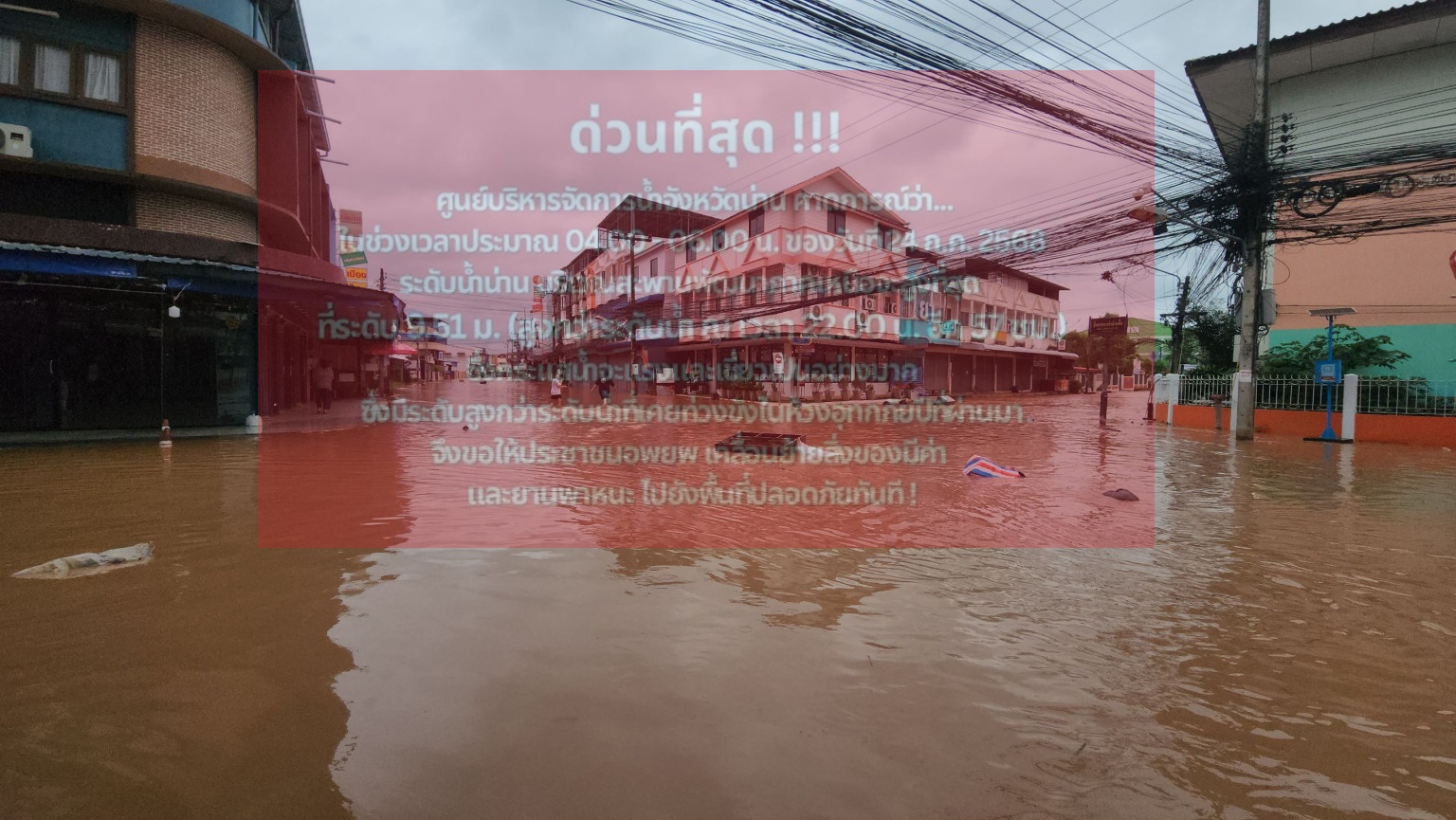 ด่วนที่สุด! "น่าน" ประกาศเตือนระดับน้ำเพิ่มสูงสุด พร้อมสั่ง "อพยพ" แล้ว