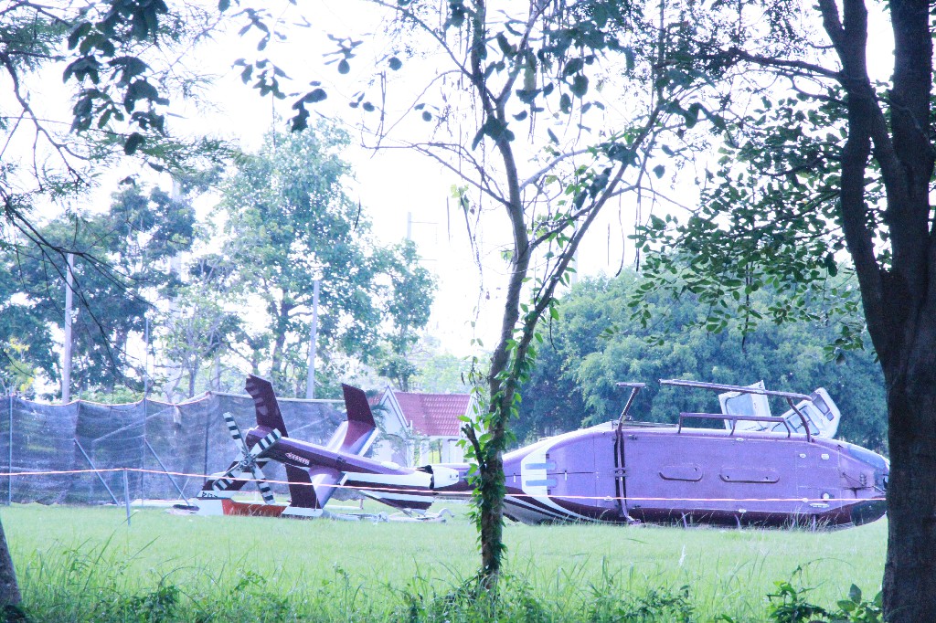 เฮลิคอปเตอร์ 'รองผบช.ภ.3' ตก ขณะมาแถลงข่าวจับกุมยาบ้าจังหวัดสุรินทร์   