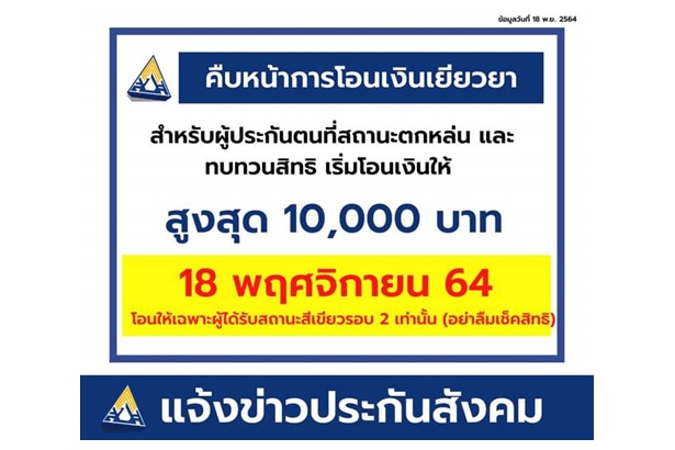 โอนแล้วจ้าสูงสุดหมื่นบาท เยียวยากลุ่มตกหล่น-ทบทวนสิทธิที่ขึ้นแสดงสถานะสีเขียวรอบ 2 