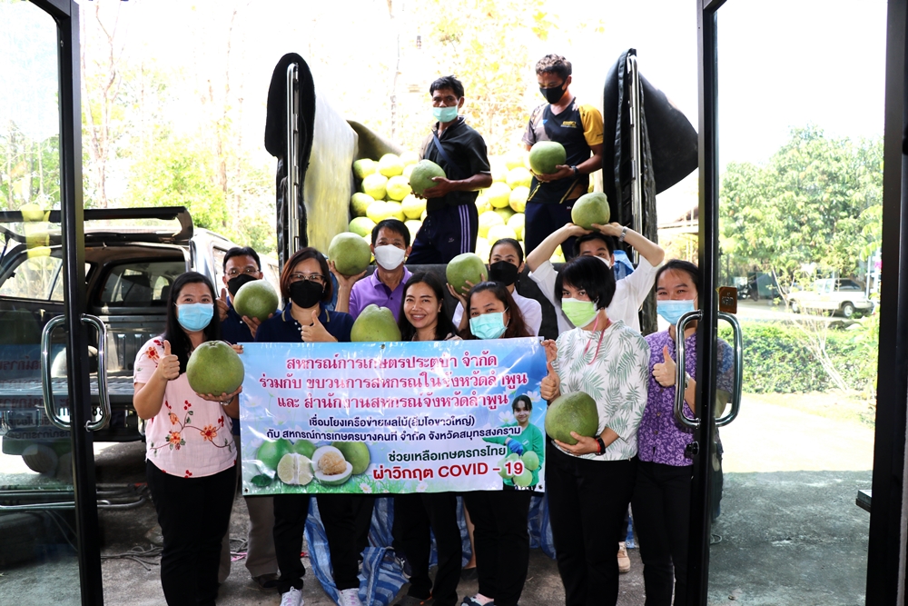 สกก.ประตูป่า จับมือ สกก.บางคนที เร่งกระจายผลผลิตส้มโอ ช่วยสมาชิกจากวิกฤตโควิด 