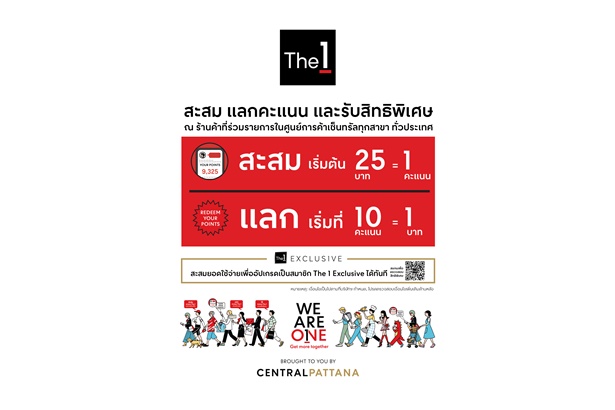สะสม-แลกคะแนน The 1 ได้แล้วกับร้านค้าที่ร่วมรายการในศูนย์การค้าเซ็นทรัลทั่วประเทศ