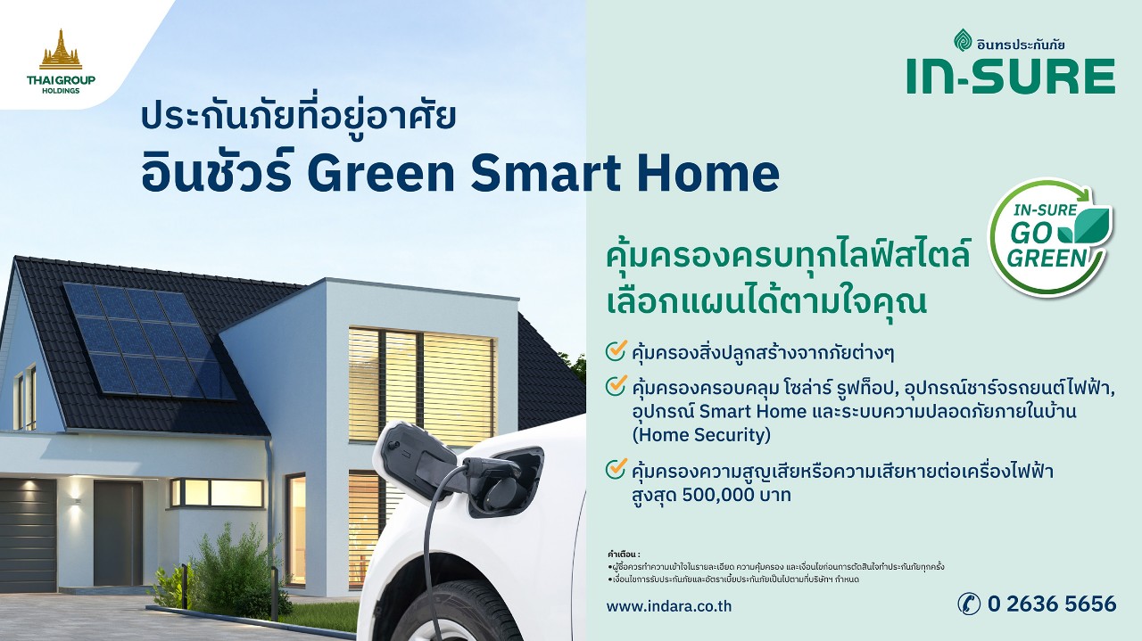 IN-SURE อินทรประกันภัย ตอกย้ำนโยบาย ESGเปิดตัวประกันภัยที่อยู่อาศัย IN-SURE Go Green