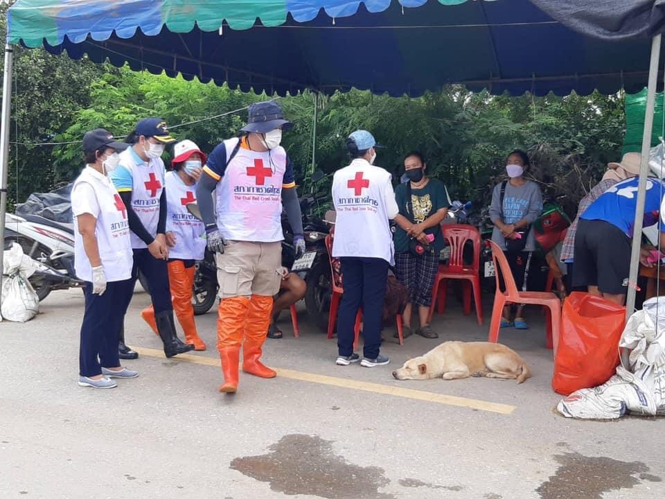 นายกเหล่ากาชาดจังหวัดอ่างทองลงพื้นที่เยี่ยมเยียมผู้ประสบอุทกภัยหมู่ 1-7 ตำบลโผงเผง อ.ป่าโมกทั้งสิ้น 514 ครัวเรือน 