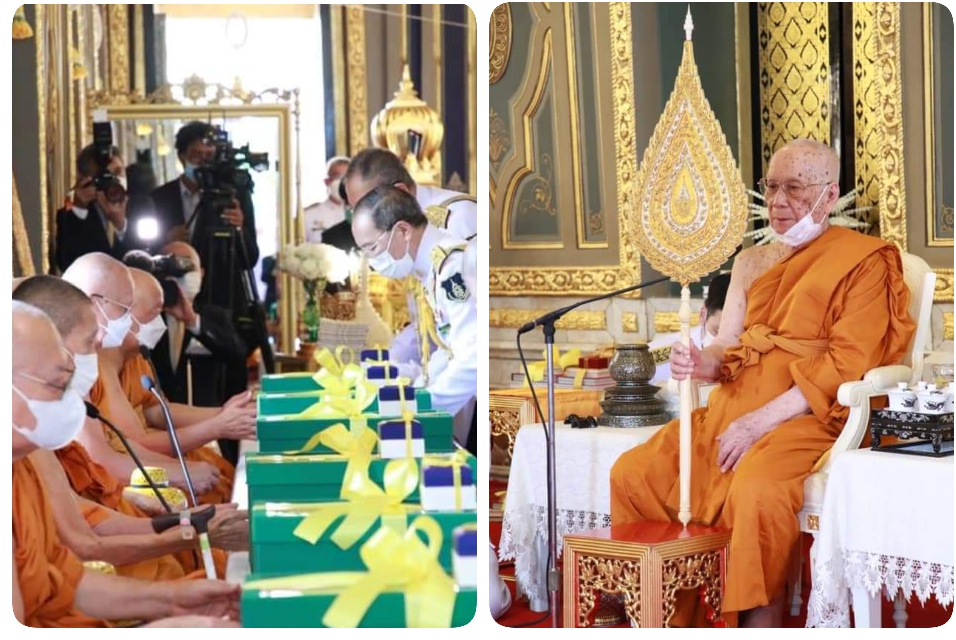 "ในหลวง"ถวายดอกไม้ ธูปเทียน น้ำสรง พุ่มบัว ผ้าไตร "สมเด็จพระสังฆราช"
