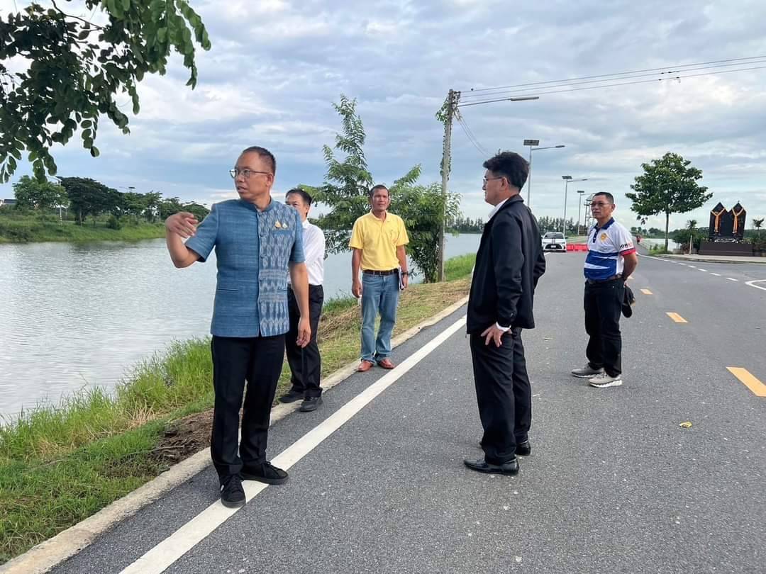 อ่างทองสำรวจพื้นที่โครงการก่อสร้างเพิ่มมาตรฐานทางหลวง ขยายช่องจราจร