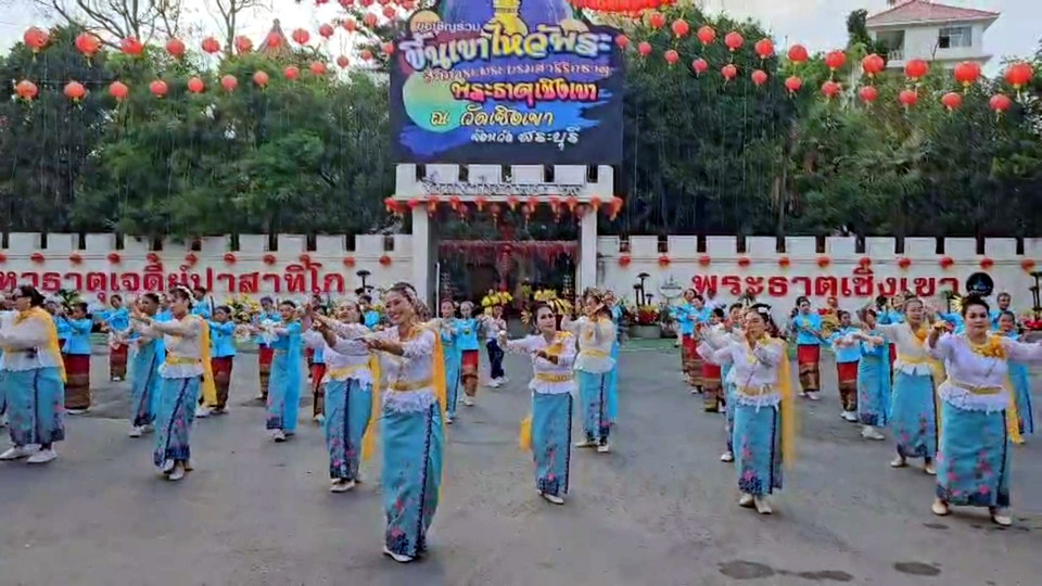 อลังการ!! ขบวนแห่นางรำ ช้าง ม้า เปิดงานประจำปีวัดเชิงเขา เทศกาลขึ้นเขาไหว้พระ