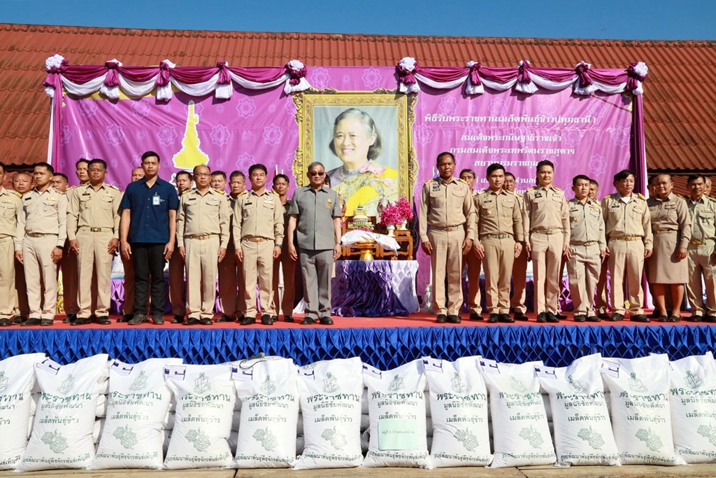 "กรมสมเด็จพระเทพฯ" พระราชทานเมล็ดพันธุ์ข้าวปทุมธานี 1 แก่เกษตรกรผู้ประสบภัยแล้ง อ.เชียงแสน