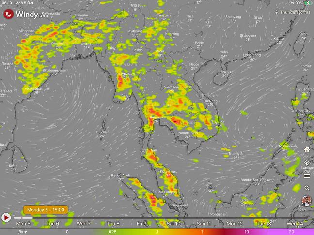สัปดาห์นี้ฝนชุก ร่องมรสุมพาดภาคกลาง บ่าย-ค่ำฝนฟ้าคะนอง 
