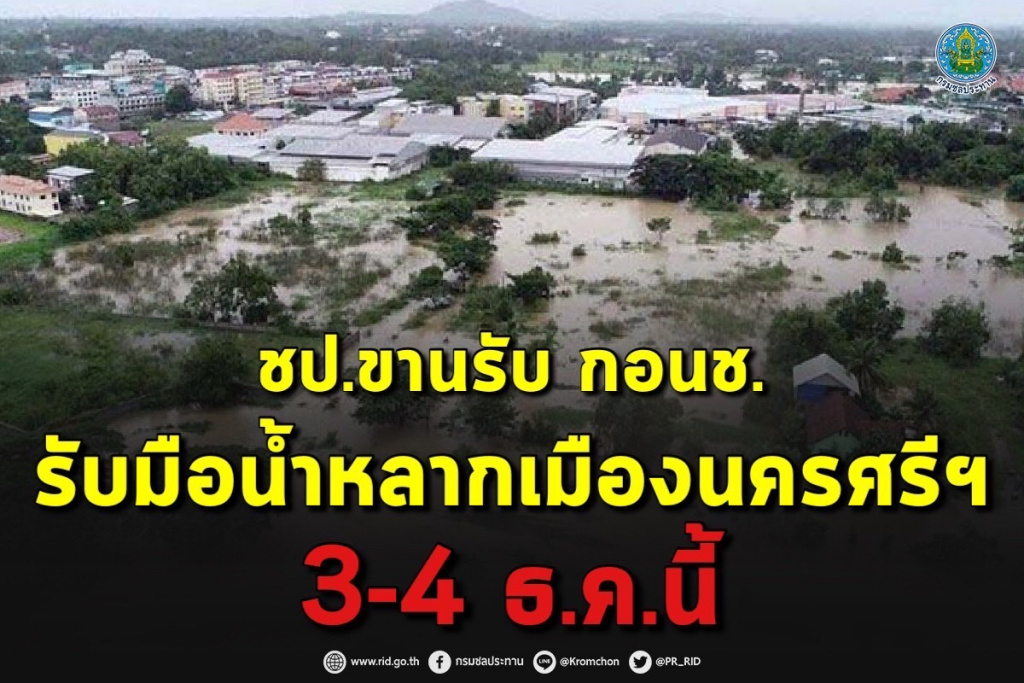 ชป. ขานรับ กอนช. รับมือน้ำหลากเมืองคอน 3-4 ธ.ค.นี้