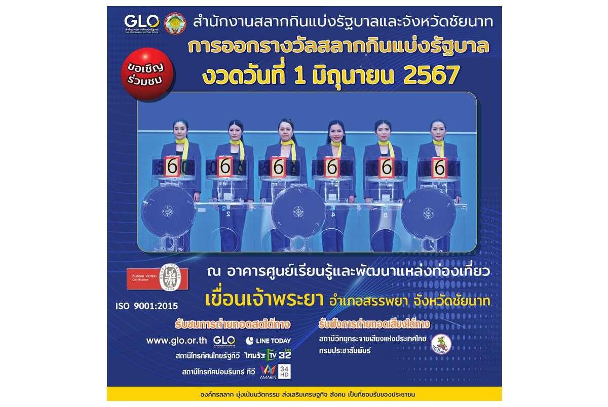 สำนักงานสลากกินแบ่งรัฐบาลพร้อมออกสลากสัญจร งวดวันที่ 1 มิถุนายน 2567 ที่จังหวัดชัยนาท