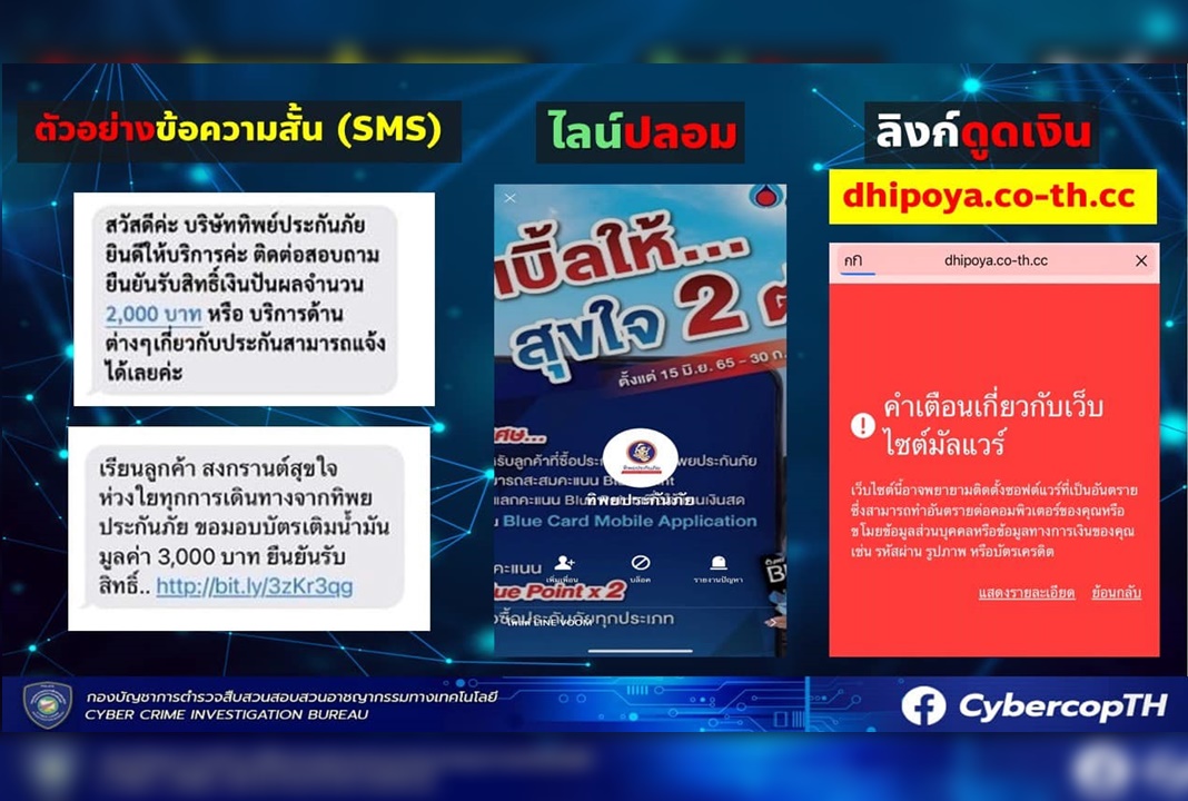 เตือนภัย! ปลอมSMS "ทิพยประกันภัย" อ้างให้เงินปันผล-บัตรเติมน้ำมันฟรี 